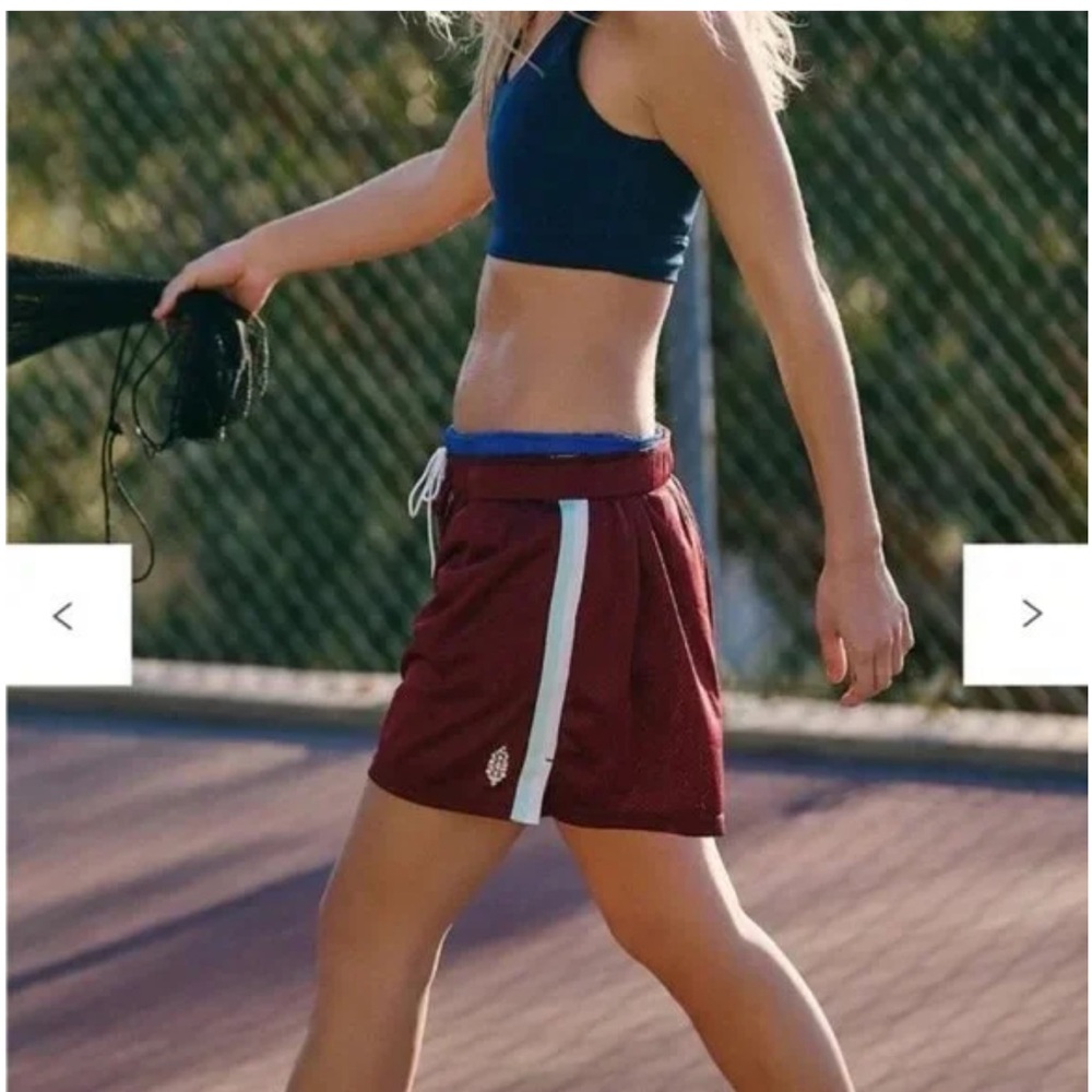 960. FREE PEOPLE When in Venice Mesh Shorts in Burgundy NWOT